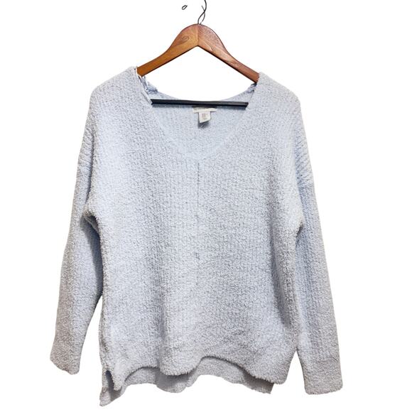 Cup Cakes and Cashmere NWOT Fuzzy Light Blue Ultra Soft V-Neck Sweater Size XL - Picture 1 of 9